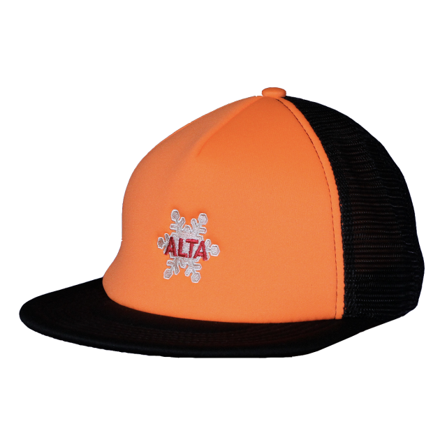 Orange Alta Snowflake Trucker Style Plush Cap with a Mesh Back